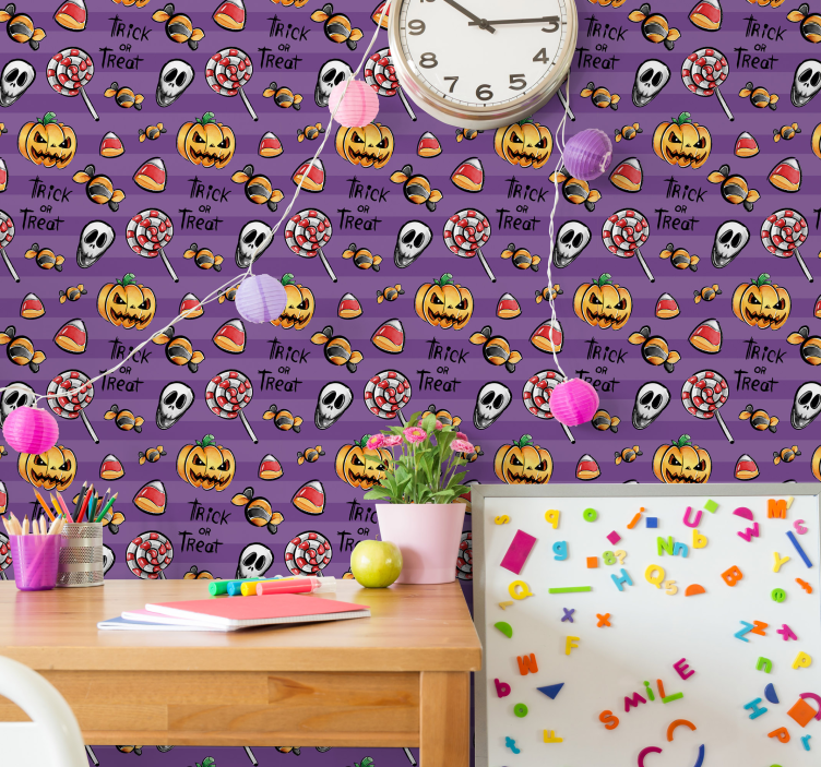 Papier peint halloween thème de friandises effrayantes - TenStickers