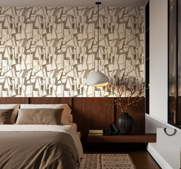 Papier peint abstrait style nordique beige - TenStickers