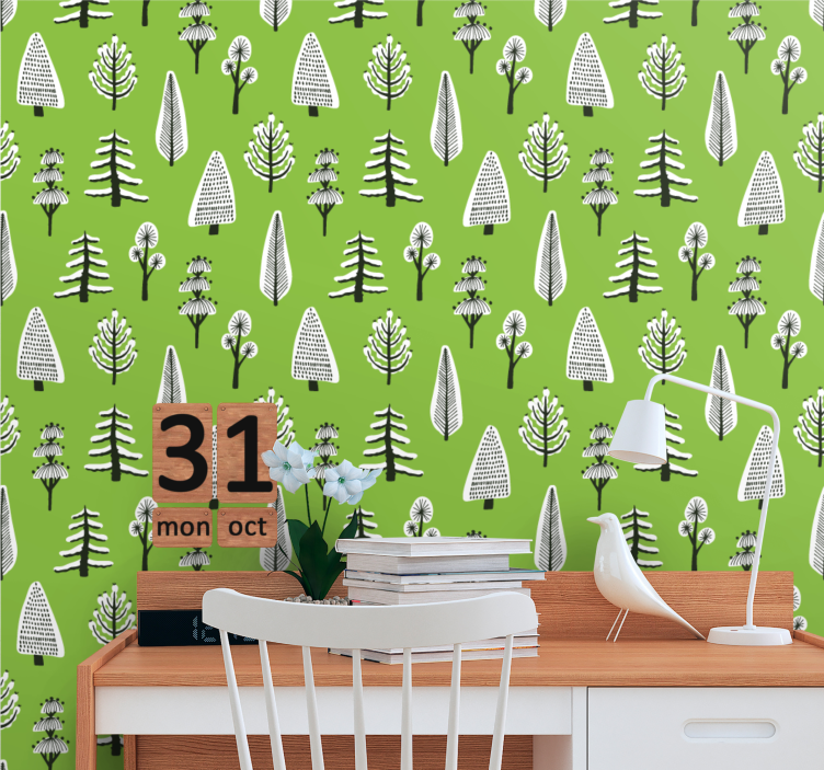Papier peint nature arrangement d'arbre vert - TenStickers