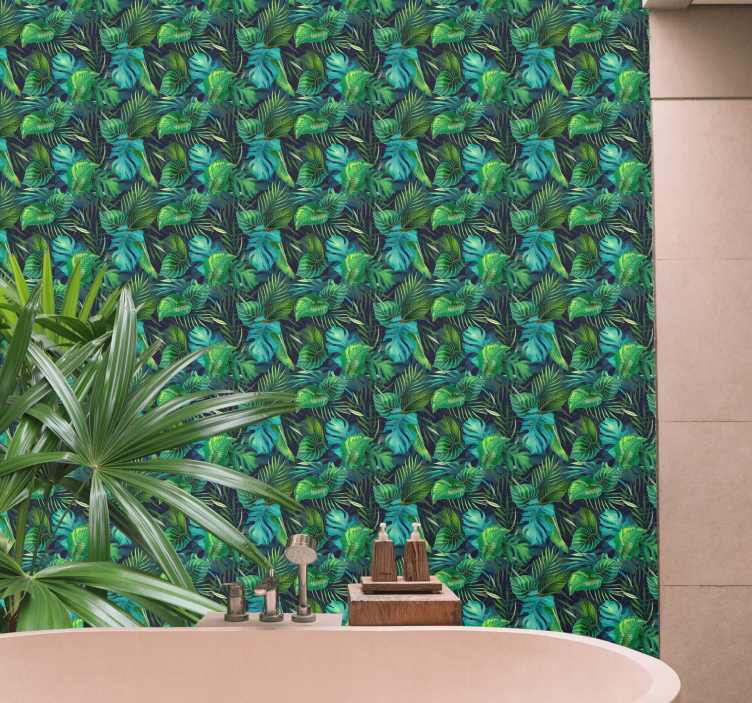 Papier peint feuillage motif de verdure tropicale - TenStickers
