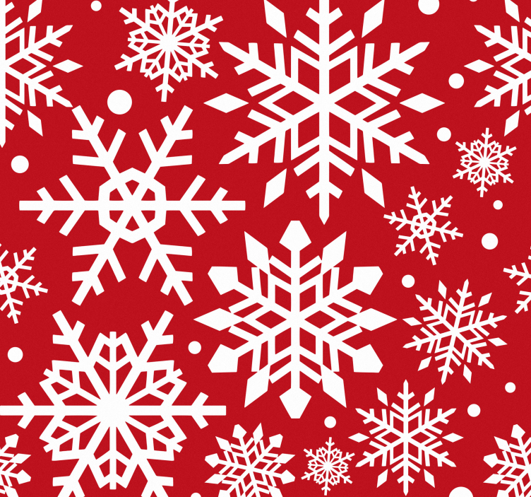 Papier peint Noël flocons de neige blancs et rouges - TenStickers