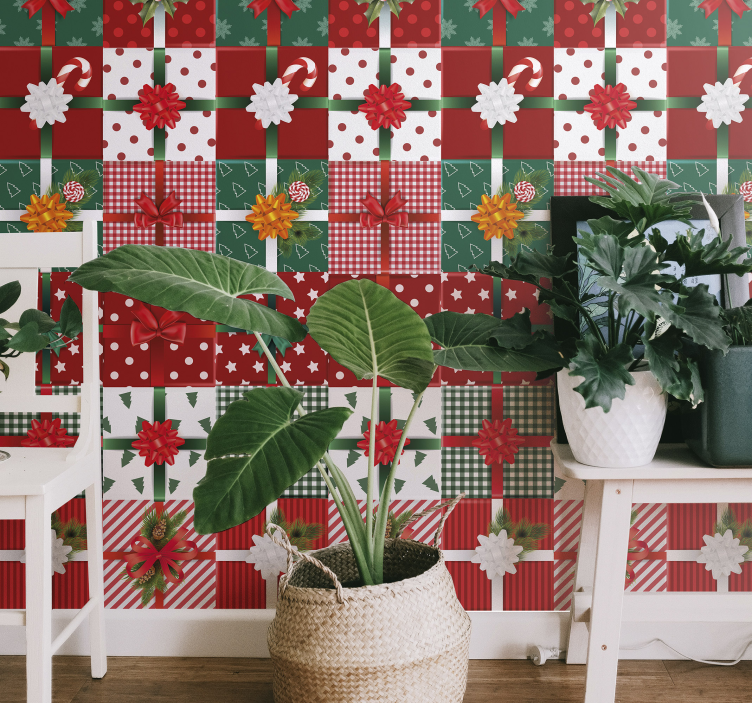 Papier peint Noël modèles de cadeaux de fête - TenStickers