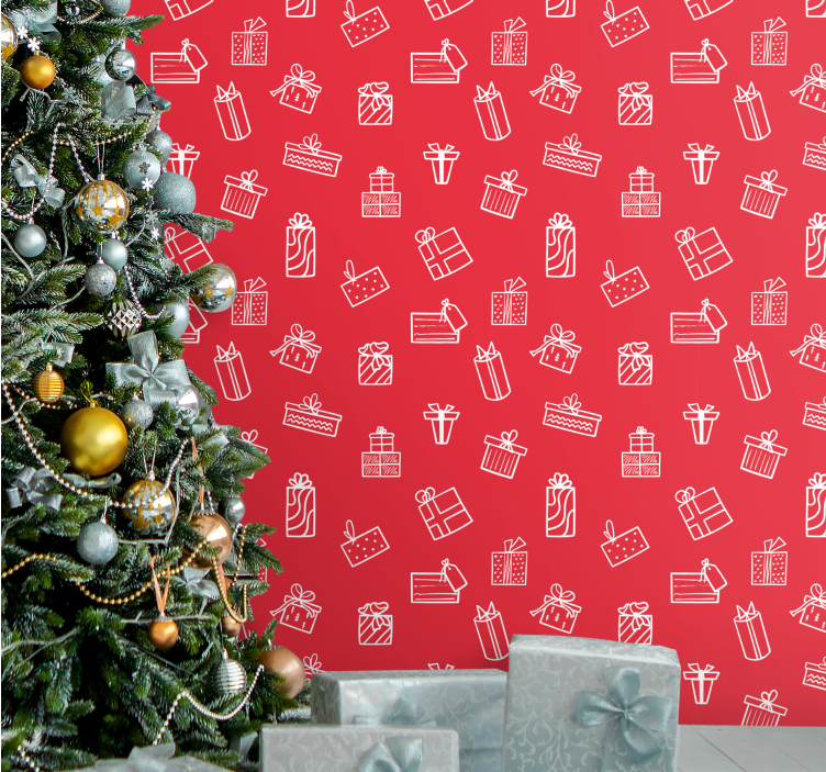 Papier peint Noël motif de cadeau - TenStickers