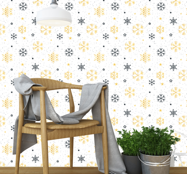 Papier peint Noël motif de flocons de neige étoilés - TenStickers