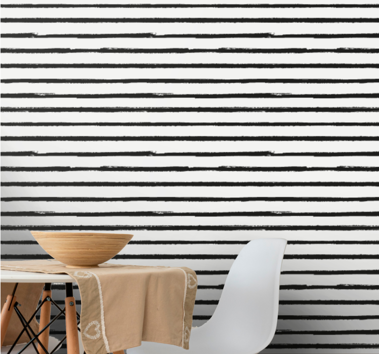 Papier peint ligne horizontale Rayures noires minimalistes - TenStickers