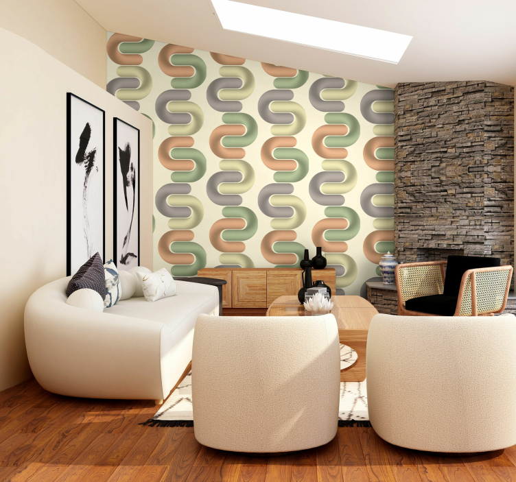 Papier peint salon calque de formes courbes - TenStickers