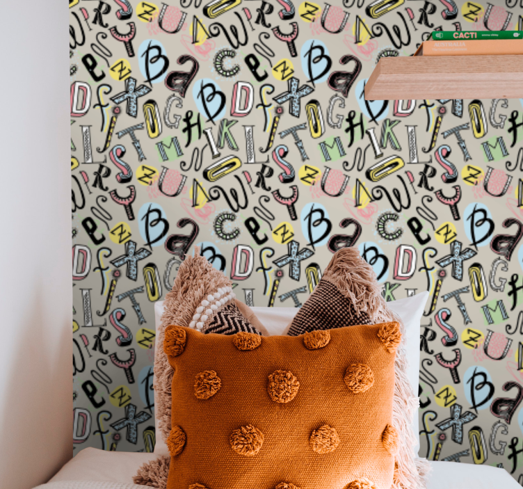 Papier peint texte amusement alphabétique - TenStickers
