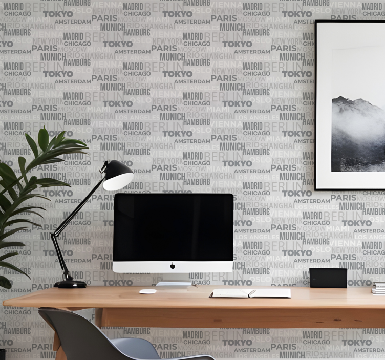 Papier peint texte nom des villes - TenStickers