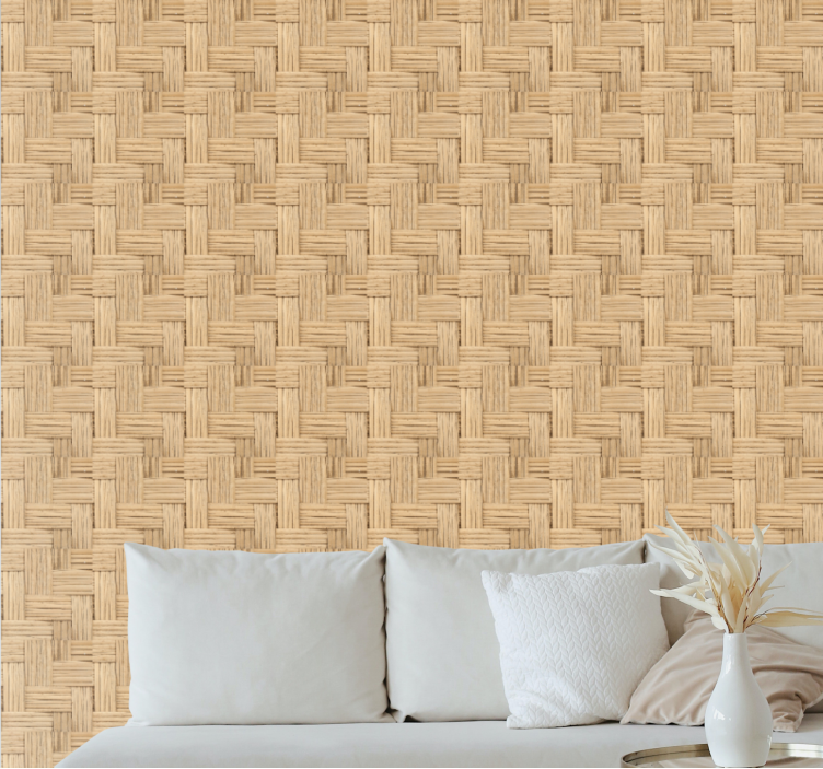 Papier peint texture Effet osier fait main beige - TenStickers