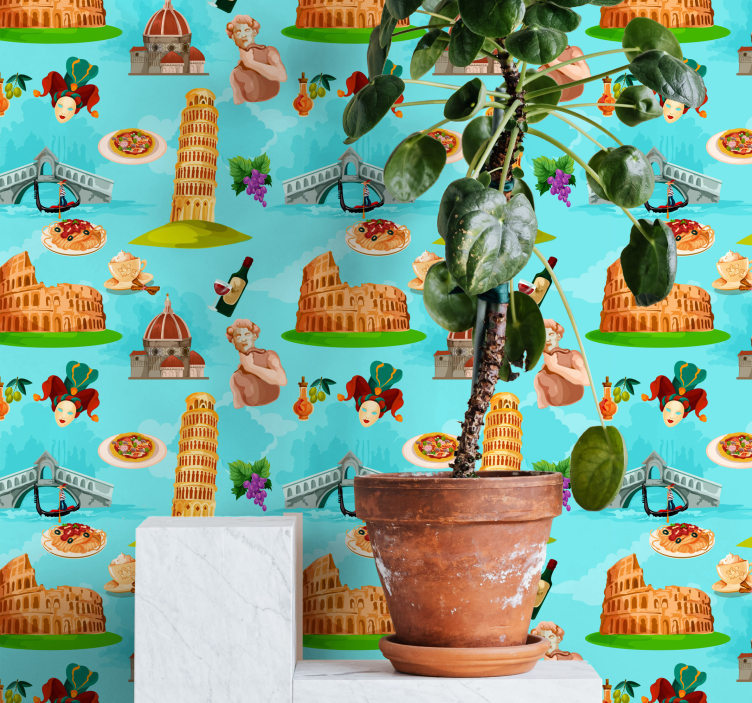 Papier peint pays collage de monuments italiens - TenStickers