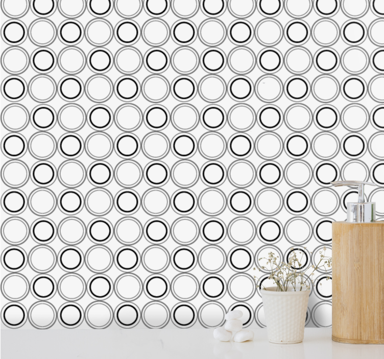 Papier peint salle de bain Ensemble de cercles gris noirs - TenStickers