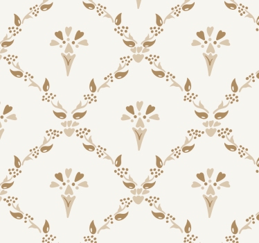 Papier peint beige motif floral hexagonal - TenStickers