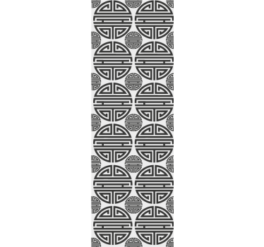 Papier peint cercles motif tribal noir et blanc - TenStickers