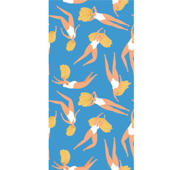 Papier peint bleu nageurs joyeux - TenStickers