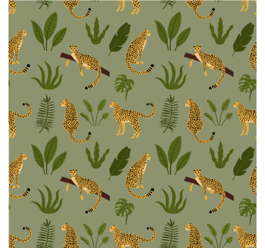 Papier peint chambre design léopard jungle floral - TenStickers