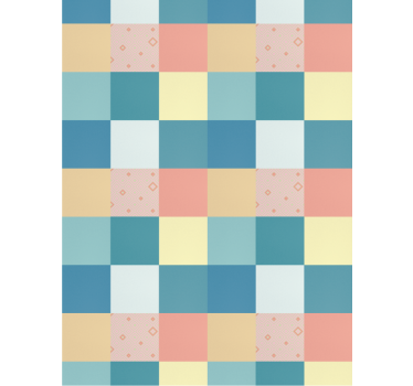 Papier peint couloir motif rétro coloré patchwork - TenStickers