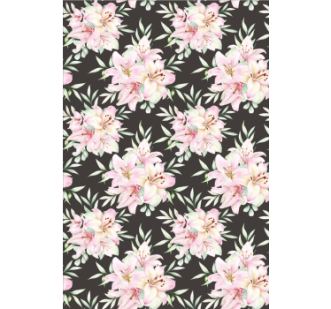 Papier peint couloir motif floral nénuphars aquarelle - TenStickers
