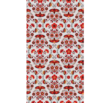 Papier peint couloir motif rouge polonais - TenStickers