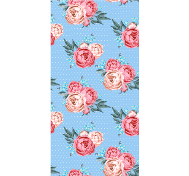 Papier peint couloir roses roses bleues en fleurs - TenStickers