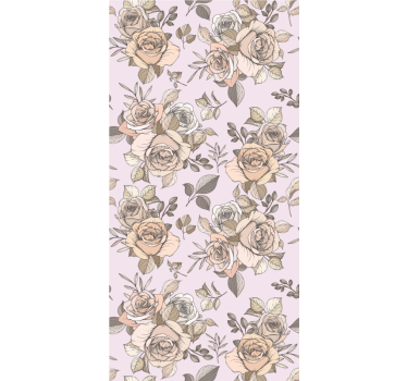 Papier peint couloir motif de roses élégantes - TenStickers