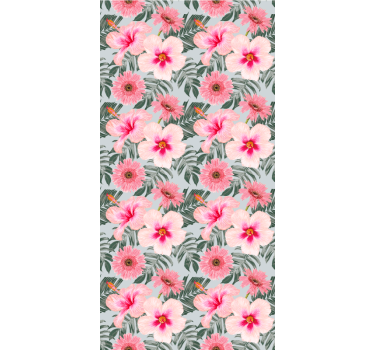 Papier peint couloir hibiscus et fleurs - TenStickers