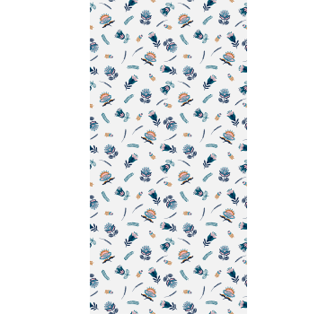 Papier peint couloir motif folk art bleu - TenStickers