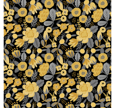 Papier peint couloir motif botanique jaune - TenStickers