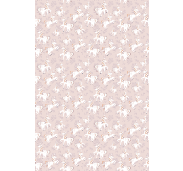 Papier peint chambre enfant licorne beige féerique - TenStickers