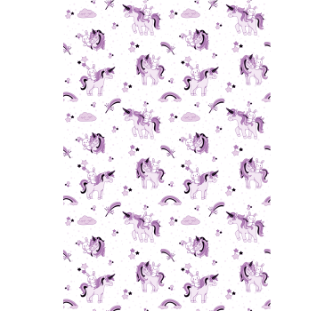 Papier peint chambre enfant licornes violettes fantaisie - TenStickers