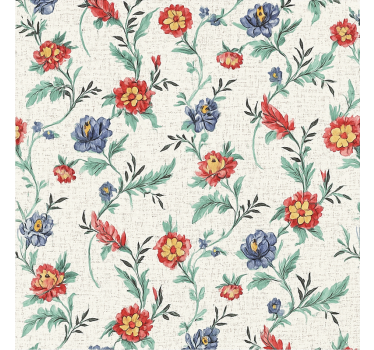 Papier peint chambre design fleurs rétro - TenStickers