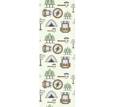 Papier peint chambre sac de camping, bol, boussole - TenStickers
