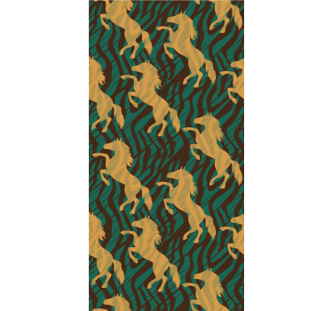 Papier peint chambre cheval vert et marron africain - TenStickers
