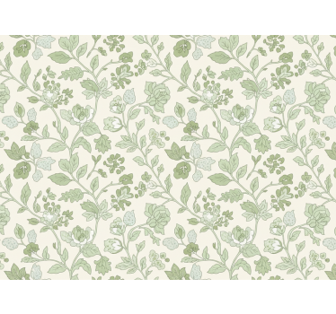 Papier peint pierre crème vert floral - TenStickers
