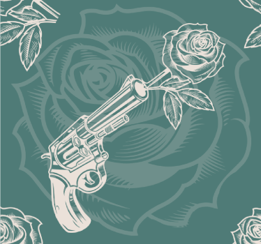 Papier peint Revolver tirant une rose - TenStickers