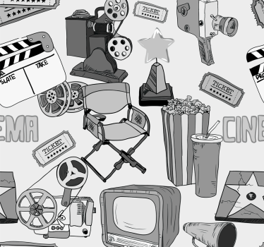 Papier peint retro Vintage hollywood bkack et images blanches - TenStickers