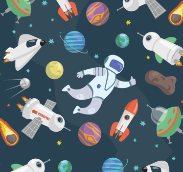 Papier peint chambre fille Espace de dessin animé - TenStickers