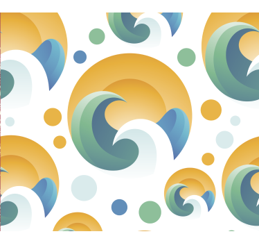 Papier peint rond Soleil et vagues - TenStickers