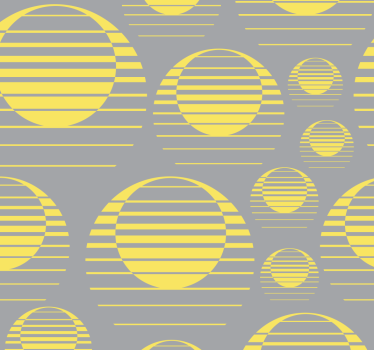 Papier peint graphique Soleil rétro dessiner gris jaune - TenStickers