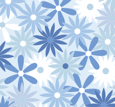 Papier peint fleur moderne Fleurs de tons bleus vintage - TenStickers