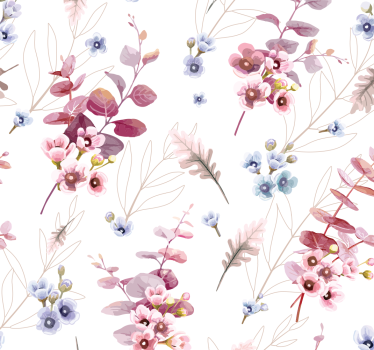 Papier peint retro Style vintage rose avec des fleurs - TenStickers