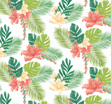 Papier peint chambre Monstera bohème avec fleur rose - TenStickers