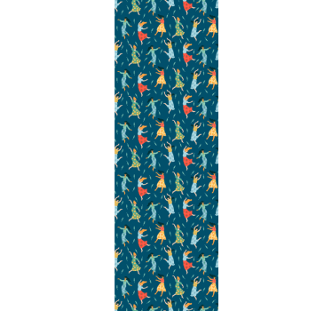Papier peint bleu motif femmes dansantes - TenStickers