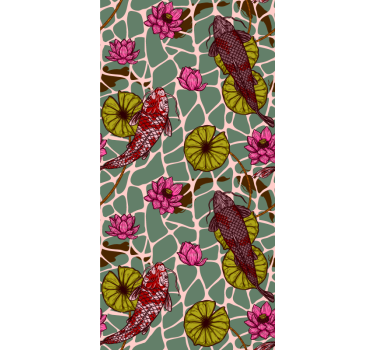 Papier peint poissons motif d'étang de carpes koï - TenStickers