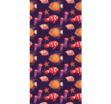 Papier peint poissons ensemble de vie aquatique - TenStickers