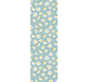 Papier peint fleur moderne Marguerite fleurs fond bleu - TenStickers