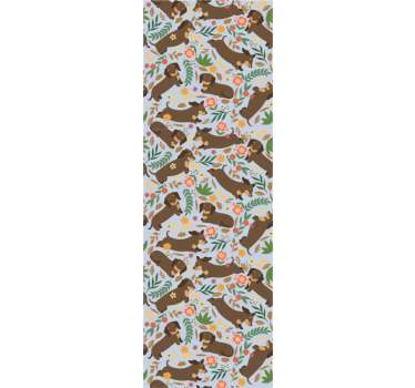 Papier peint chambre sticker teckel et fleurs - TenStickers