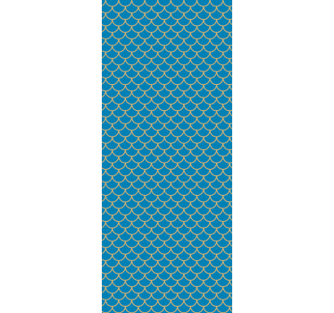 Papier peint salle de bain motif bleu style écailles de poisson - TenStickers