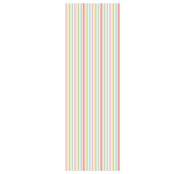 Papier peint à rayure sticker rayé multicolore pastel horizontal - TenStickers
