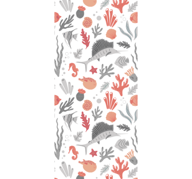 Tapisserie chambre Illustration de la vie marine - TenStickers