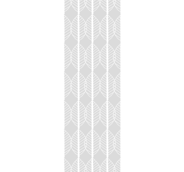 Papier peint pour entrée Ligne blanche de feuilles sur gris - TenStickers